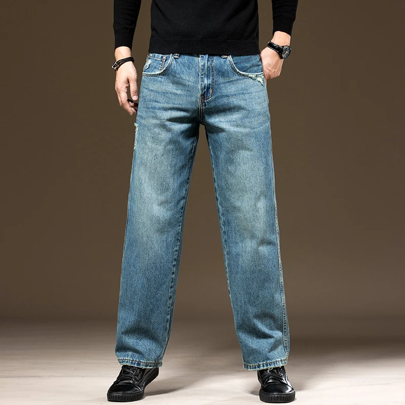 MR.MUDI/穆迪先生水洗牛仔裤男秋季潮牌宽松小直筒休闲锥形裤子男