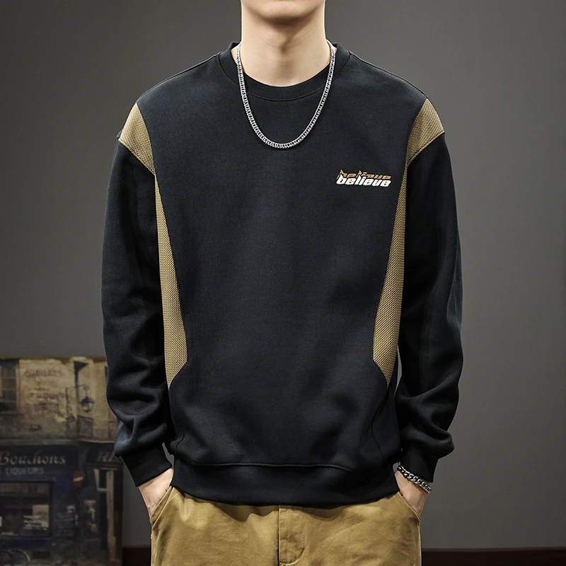 MR.MUDI/穆迪先生2025秋冬设计感拼色卫衣男宽松休闲百搭长袖上衣