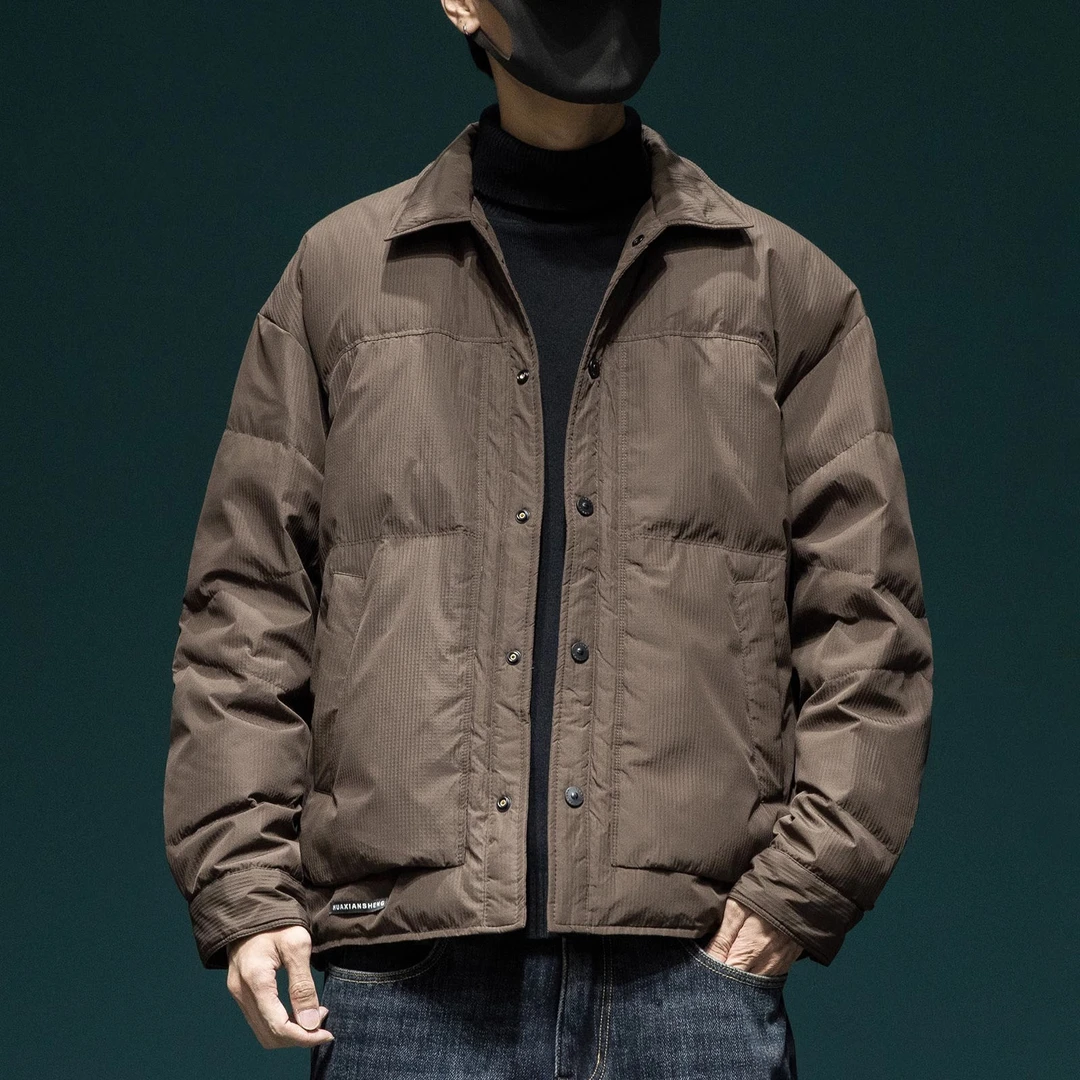 MR.MUDI/穆迪先生轻奢高端白鸭绒轻薄羽绒服男大码冬季新款衬衫领