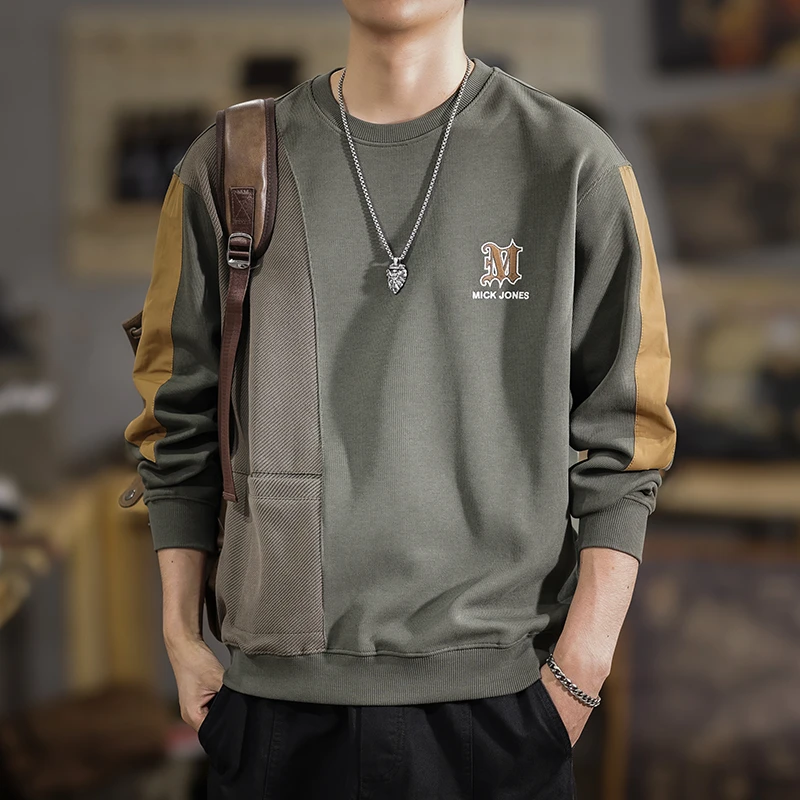 MR.MUDI/穆迪先生设计感口袋款休闲卫衣男秋季新款美式复古上衣