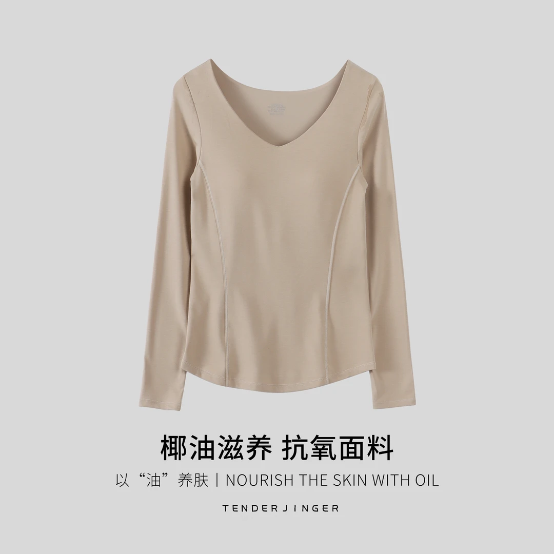 Tender Jinger女式休闲暖暖蛋膜衣模杯长袖T2412MYM23108