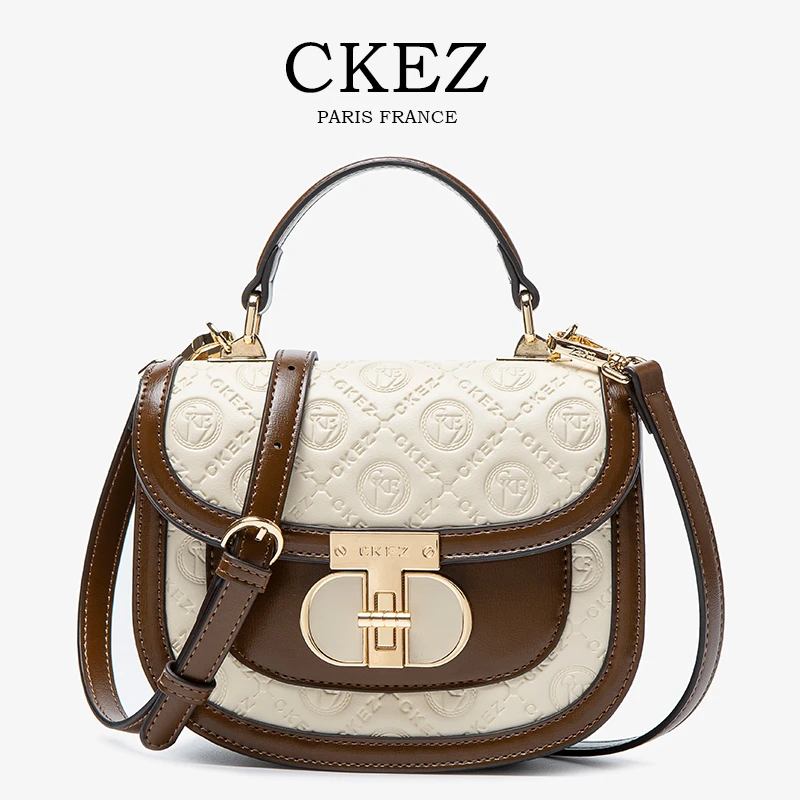 (现货）CKEZ/2023上新 小众女士百搭时尚压花盒子单肩斜挎小方包