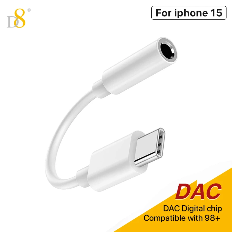 D8耳机转换头typec转接头type c转接口tpc适用苹果15华为安卓35mm