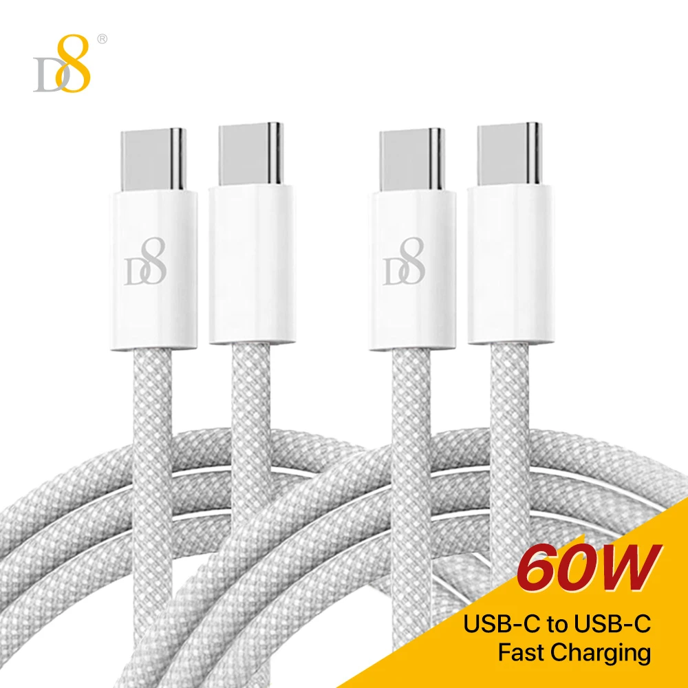 D8 双typec数据线快充线适用华为小米苹果15ipad平板安卓织线正品