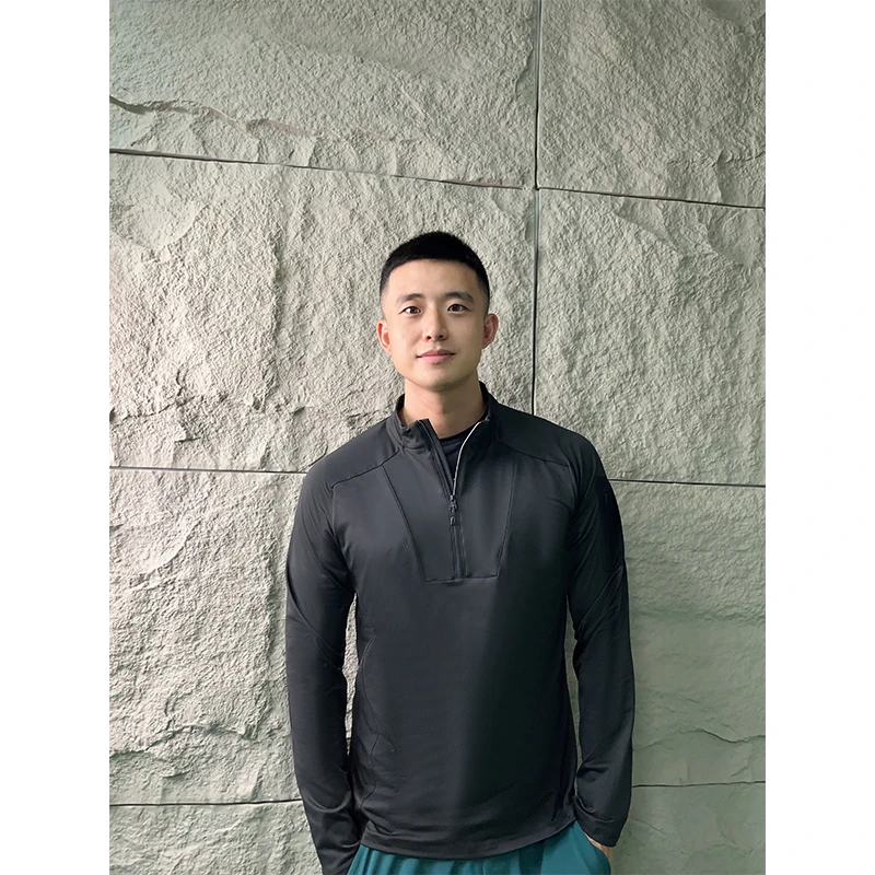 春季新款男士户外运动百搭透气保暖卫衣 半拉链立领长袖T恤2463