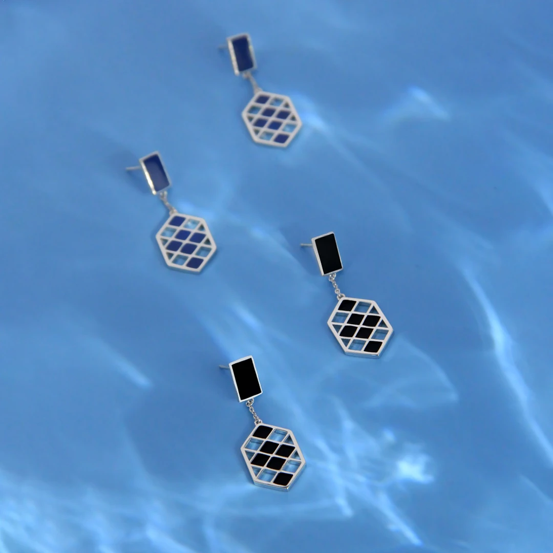 925银耳饰 荣朝【相生方形款耳坠】几何耳环菱形耳坠气质首饰礼物