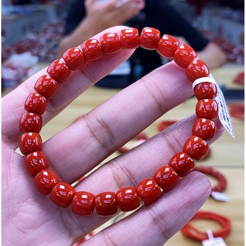 【小刘南红】保山南红（典藏）锦红直切手串8mm 多样性发一