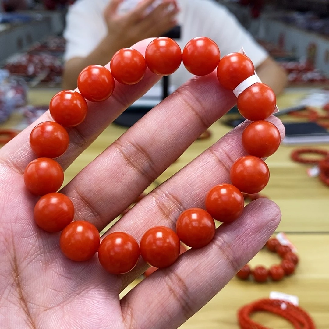 【小刘南红】保山南红精品哑光圆珠单圈(云端）  12mm 多样性发一