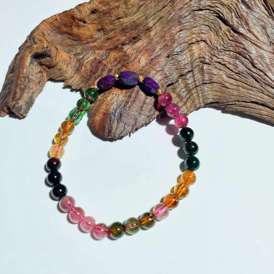 【圣芭黎】天然舒俱来手串帝王紫切面碧玺5多样性发一D0587