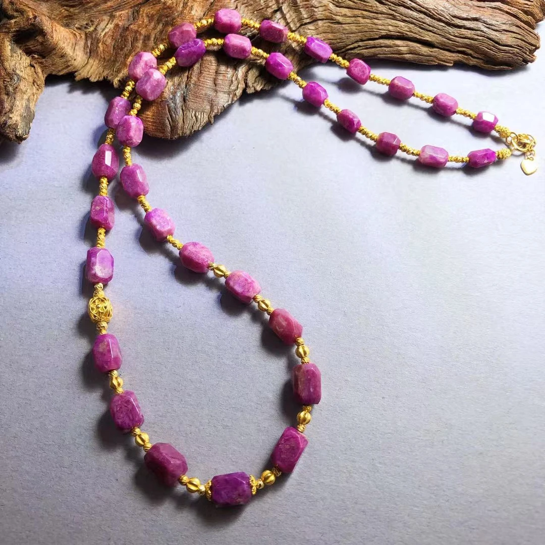 【圣芭黎】18K天然舒俱来项链桃红切面5+多样性发一D0982