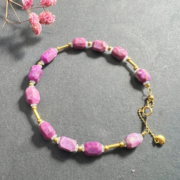 【圣芭黎】18K天然舒俱来手链桃红切面6/5【多样性发一】D1046