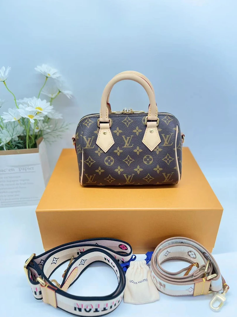 99新 LouisVuitton/路易威登 LV二奢妞妞/speedy20老花肩带款