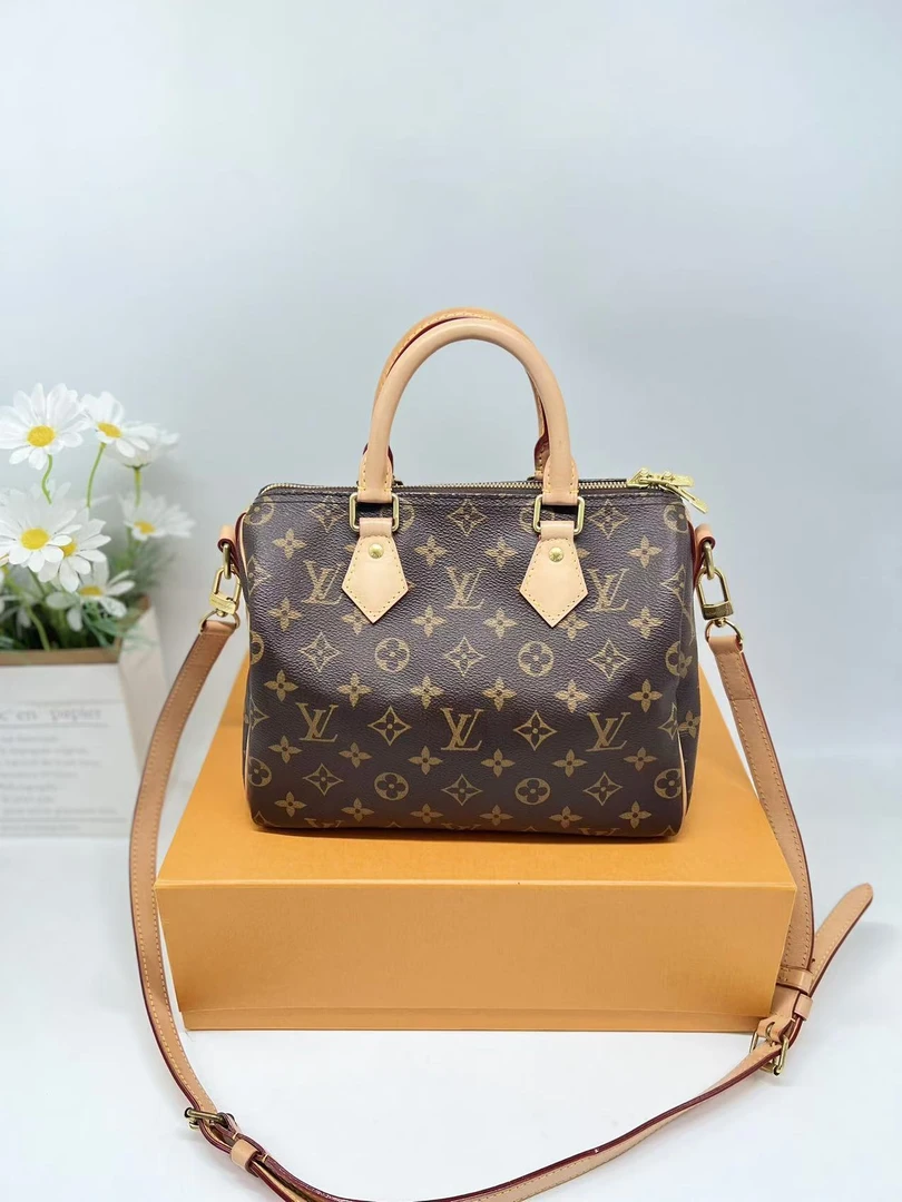 99新 LouisVuitton/路易威登 98新/speedy25老花肩带款