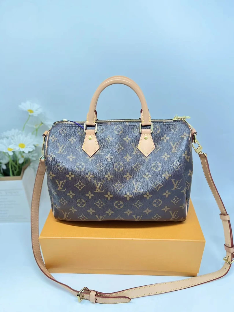99新 LouisVuitton/路易威登 98新/speedy30老花肩带款芯片带发票
