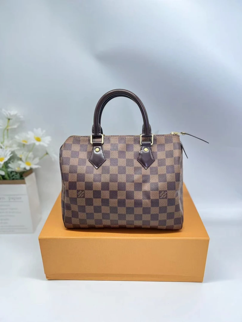99新 LouisVuitton/路易威登 LV二奢妞妞/SPEEDY25/棋盘格/枕头包