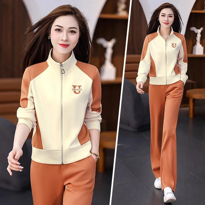休闲运动套装女春秋2025新款时尚洋气长袖立领卫衣气质显瘦两件套