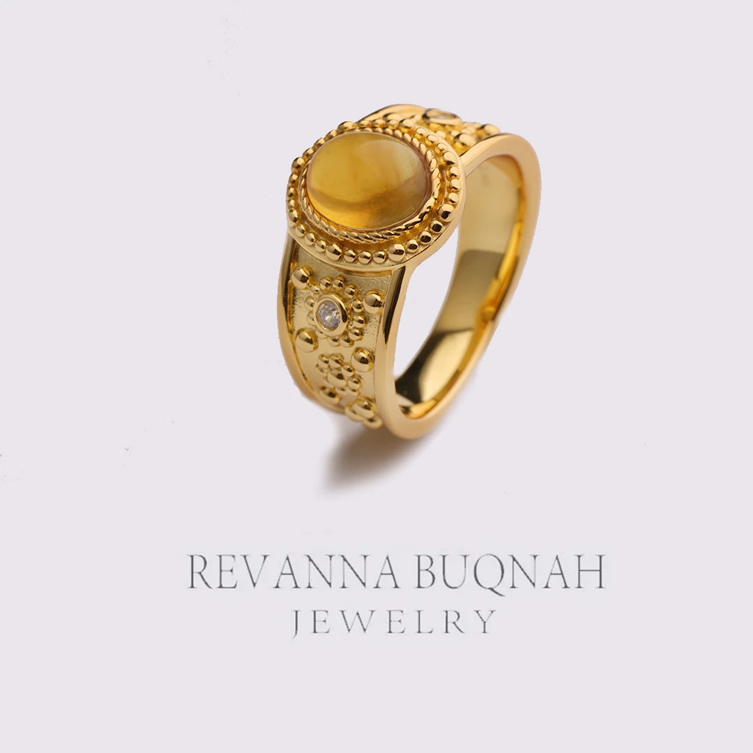 REVANNA沙特原创天然琥珀戒指珠宝【胡德 Hud】