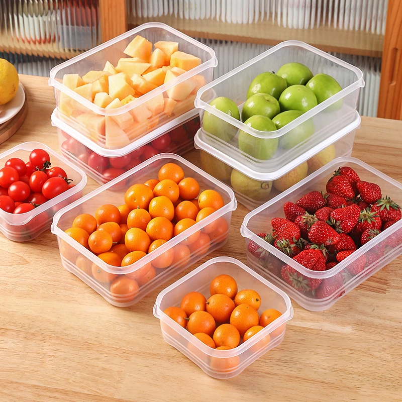 收纳盒保鲜冷冻层冻肉类冰箱收纳水果格置物盒可微波长方形食品级