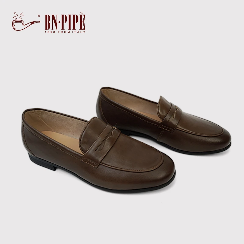 百年烟斗平底乐福鞋英伦复古小皮鞋女鞋真皮软皮黑色单鞋女一脚蹬