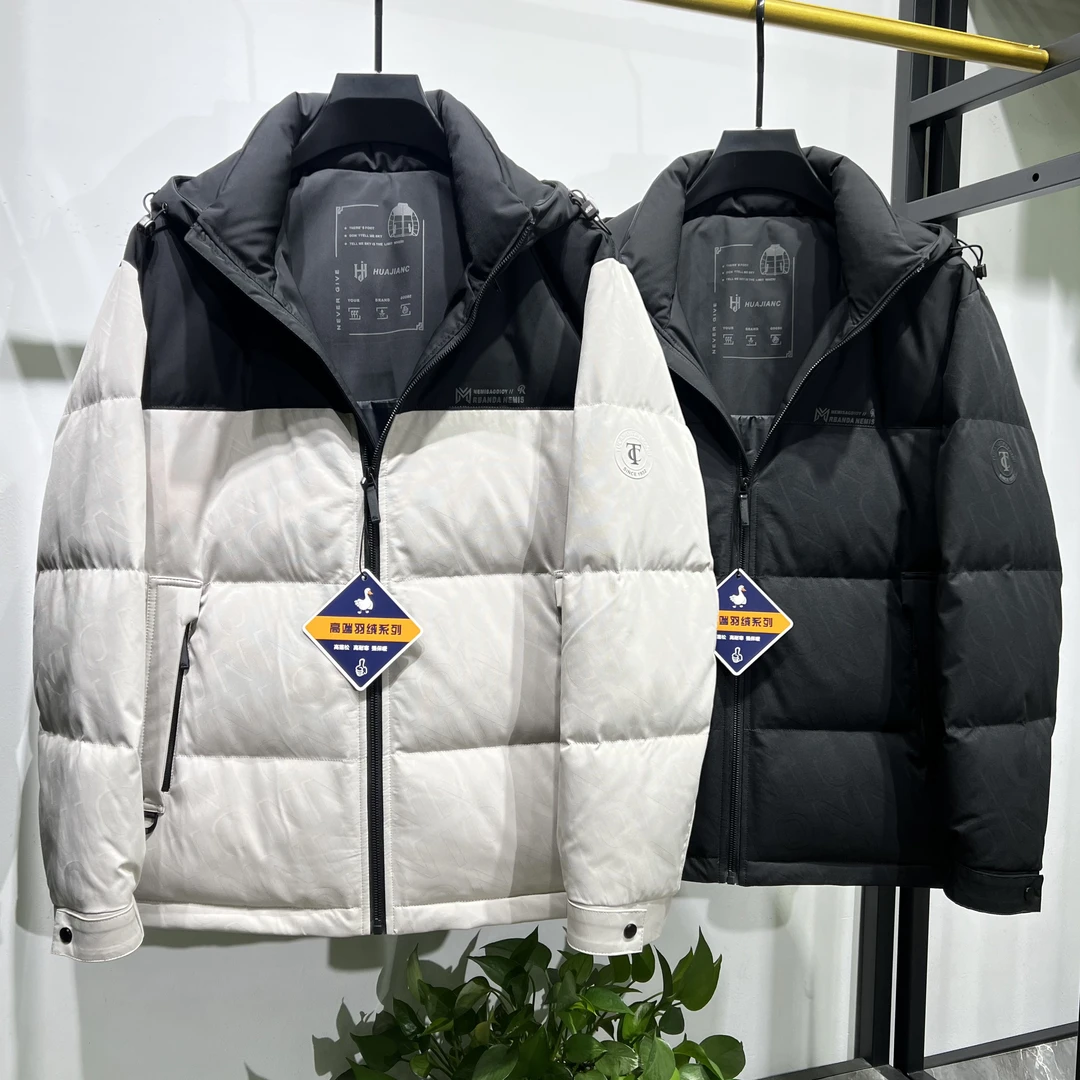 【定制款】男士定制提花面料羽绒服加厚保暖羽绒服拼接男式羽绒外套