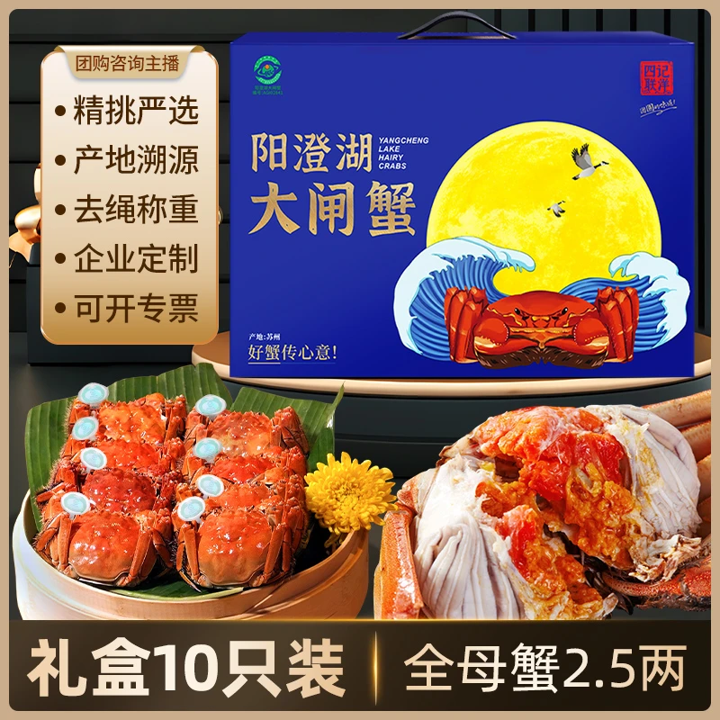 【活蟹】阳澄湖大闸蟹 全母2.5两 10只 四记联洋塘蟹螃蟹礼盒