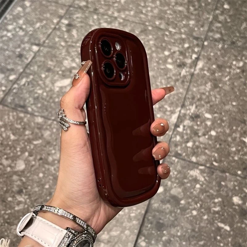 ins简约酒红色苹果15promax手机壳全包iPhone13软壳12套11防摔14p