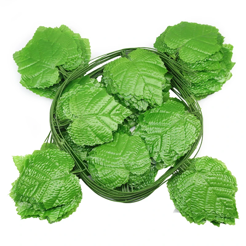 葡萄叶藤条藤蔓植物树叶子管道吊顶装饰花藤假花塑料绿叶缠绕绿色