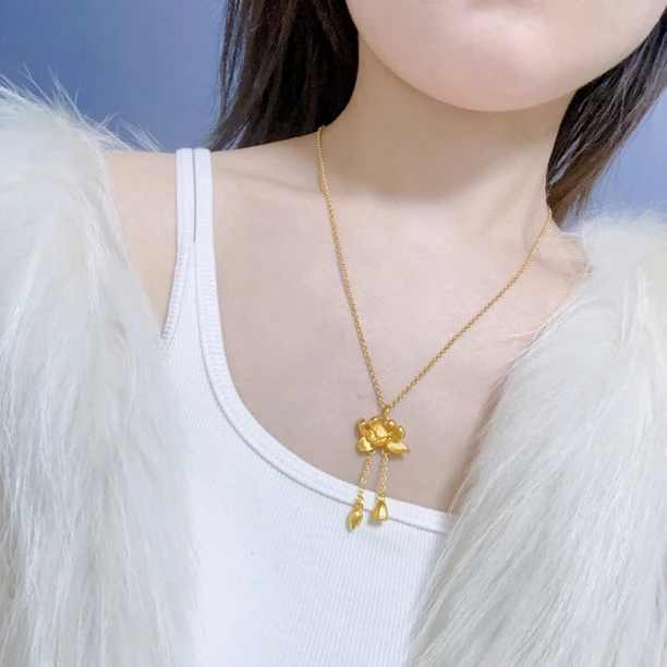 合金项链 【精工两世欢吊坠配细肖邦】带流苏