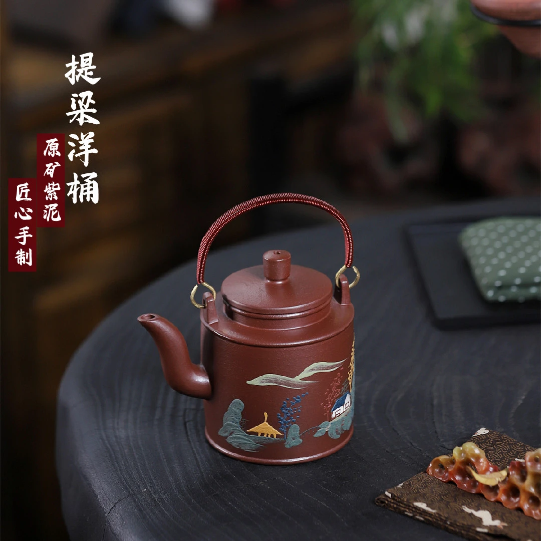 提梁洋桶 宜兴紫砂壶原矿紫泥匠心手制雅器产地直销