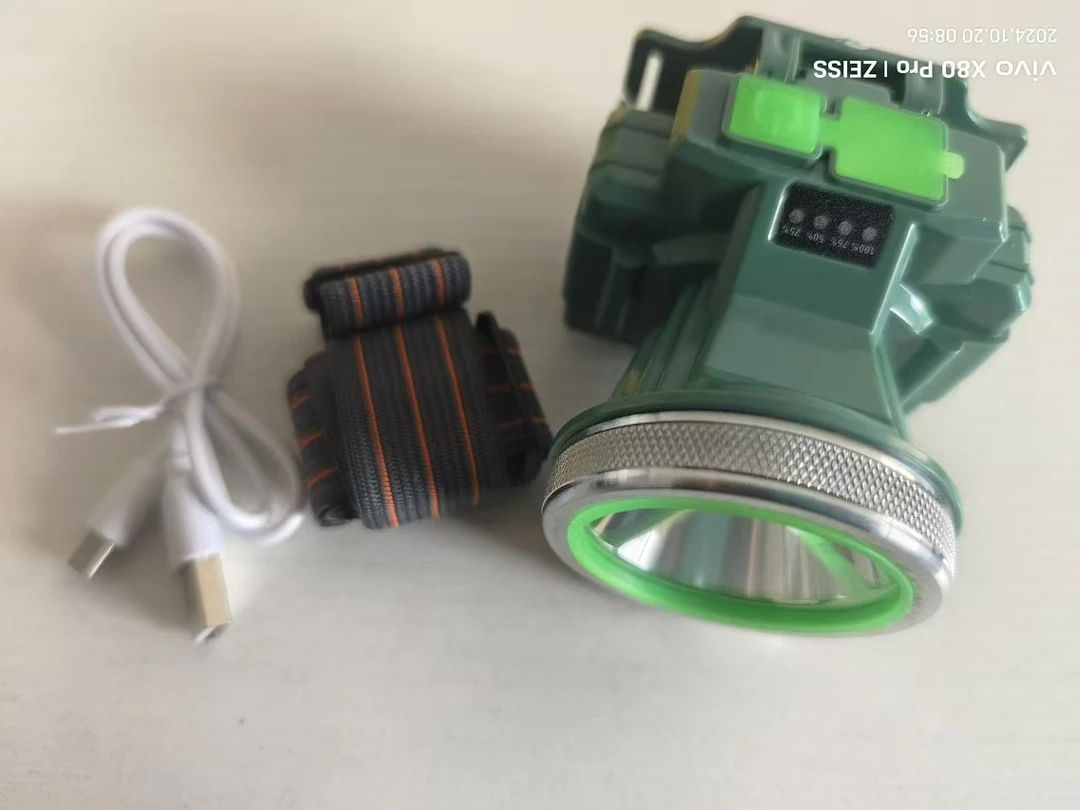 LED200W双锂电头灯激光炮灯珠5.8cm杯径  USB数据线 带电量显示屏