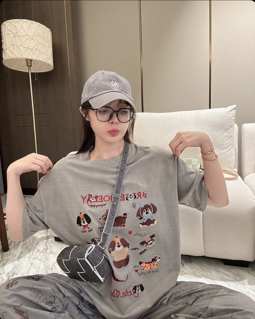 BETTER JOELAY-大版【童趣狗狗】百搭水洗宽松T恤短袖休闲Z8071