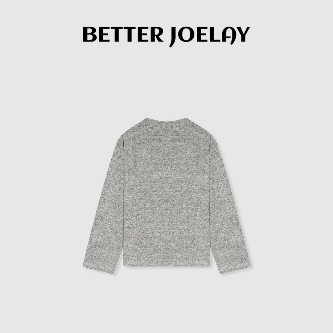 BETTERJOELAY-【云芽纪】时尚宽松长袖绒感舒适打底衫休闲风GG0119