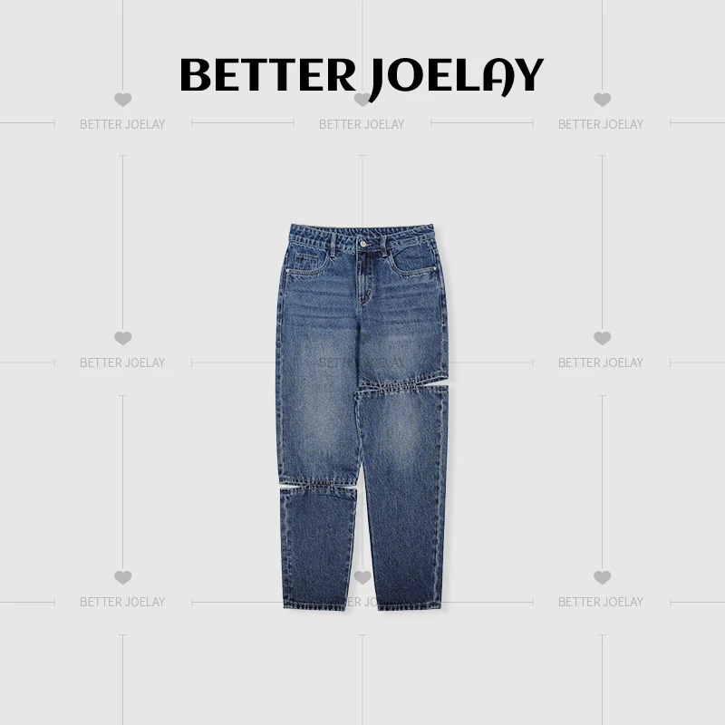 BETTERJOELAY-【时髦大反转】高端百搭牛仔裤水洗分割时尚JG9157