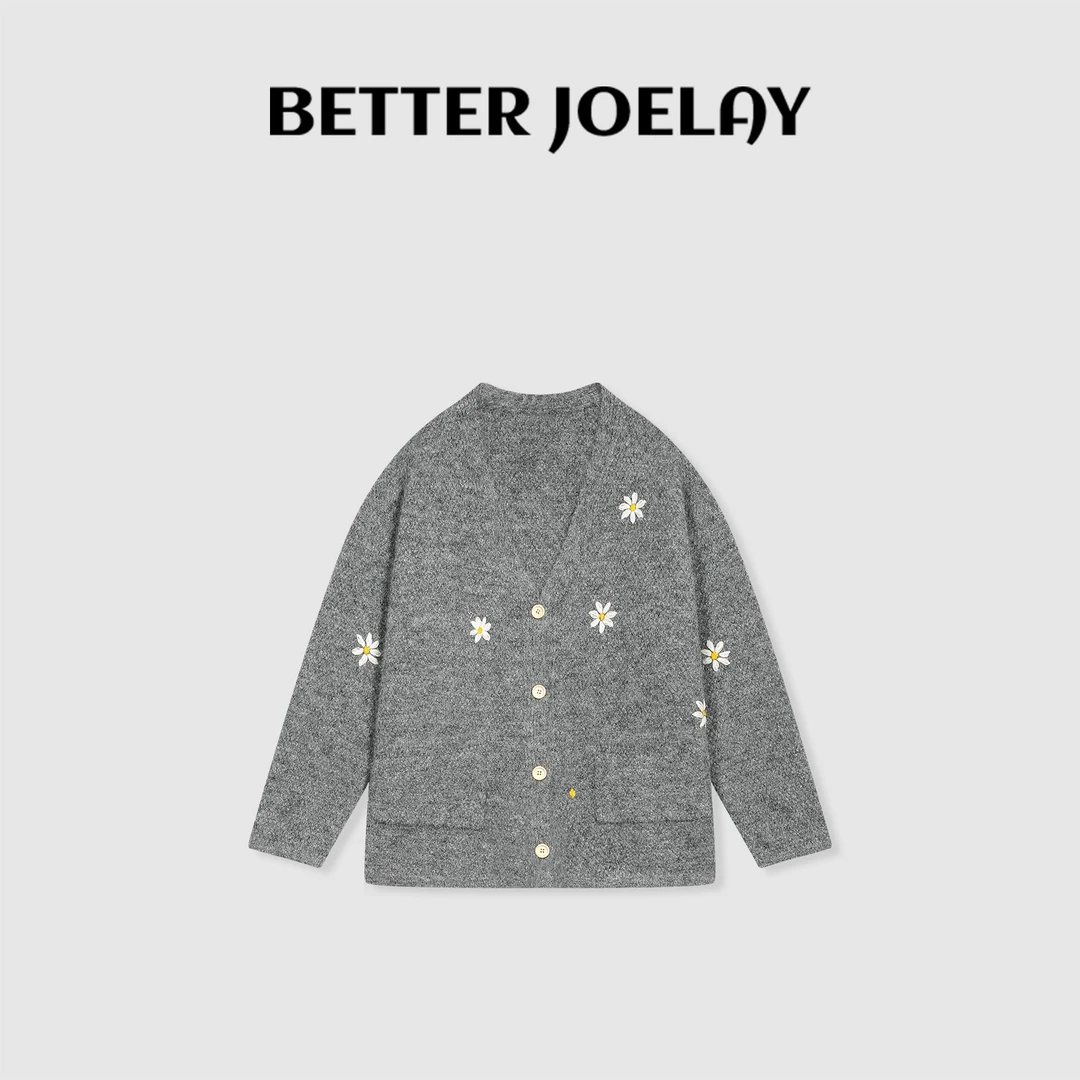 BETTER JOELAY-【桔梗绘绣】时尚针织开衫毛衣韩版慵懒风百搭WH3390