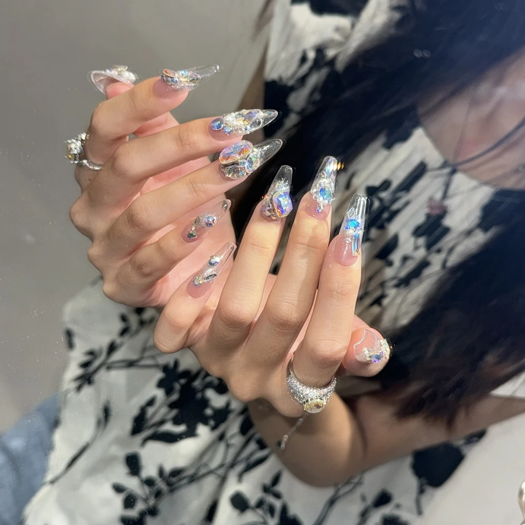 【迷失幻境】缇觅重工AB烟花切鸽子蛋全华子钻纯手工可拆卸式穿戴甲