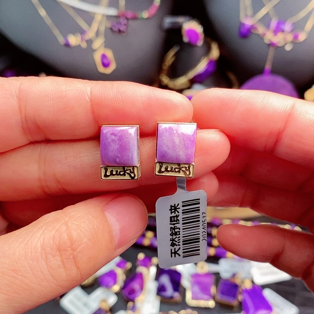 苏纪石（舒俱来）耳饰18K金镶嵌