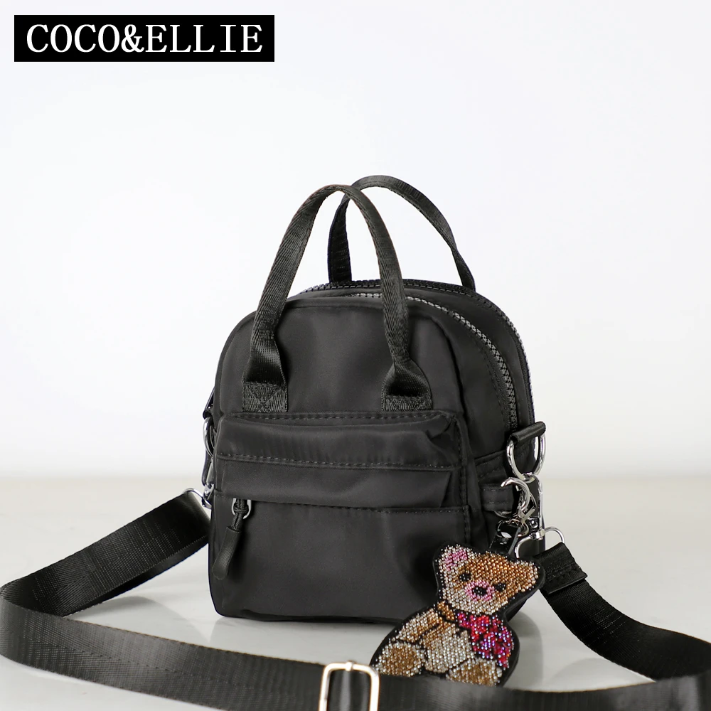 小熊吊坠手提单肩斜挎手机包