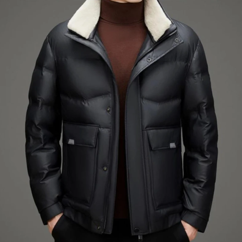 冬季新款羽绒服保暖 男 爸爸装 商务休闲 时尚外套翻领9812