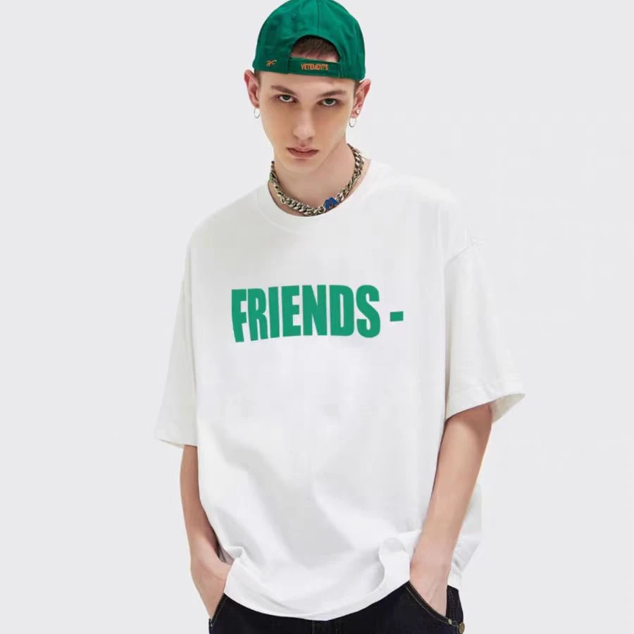 VLONE绿色FRIENDS夏新款正面印花潮牌休闲纯棉短袖T恤【明星同款】