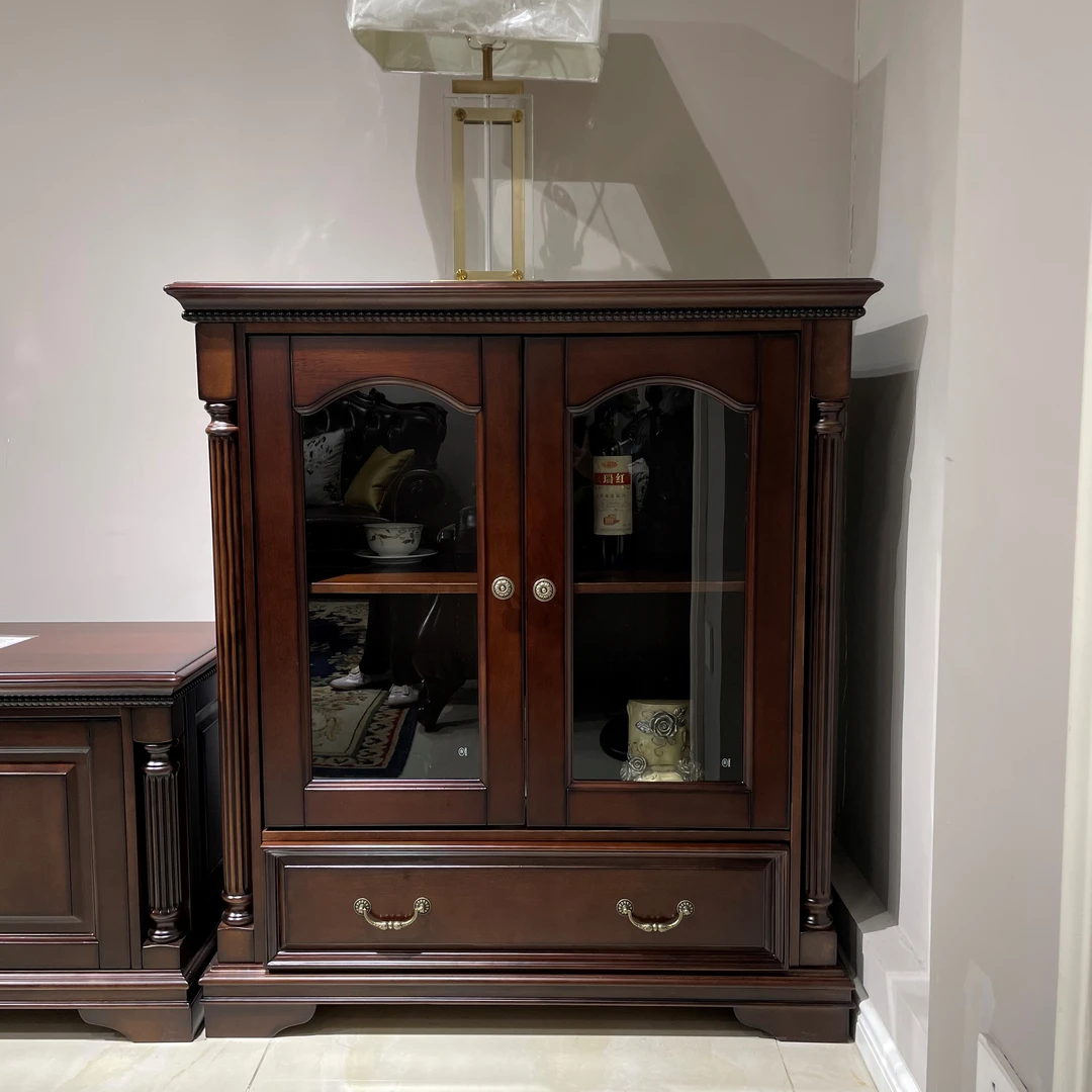 【品牌代工】庄园卡佩KP1716美式风格纯原木边柜实木双门酒柜