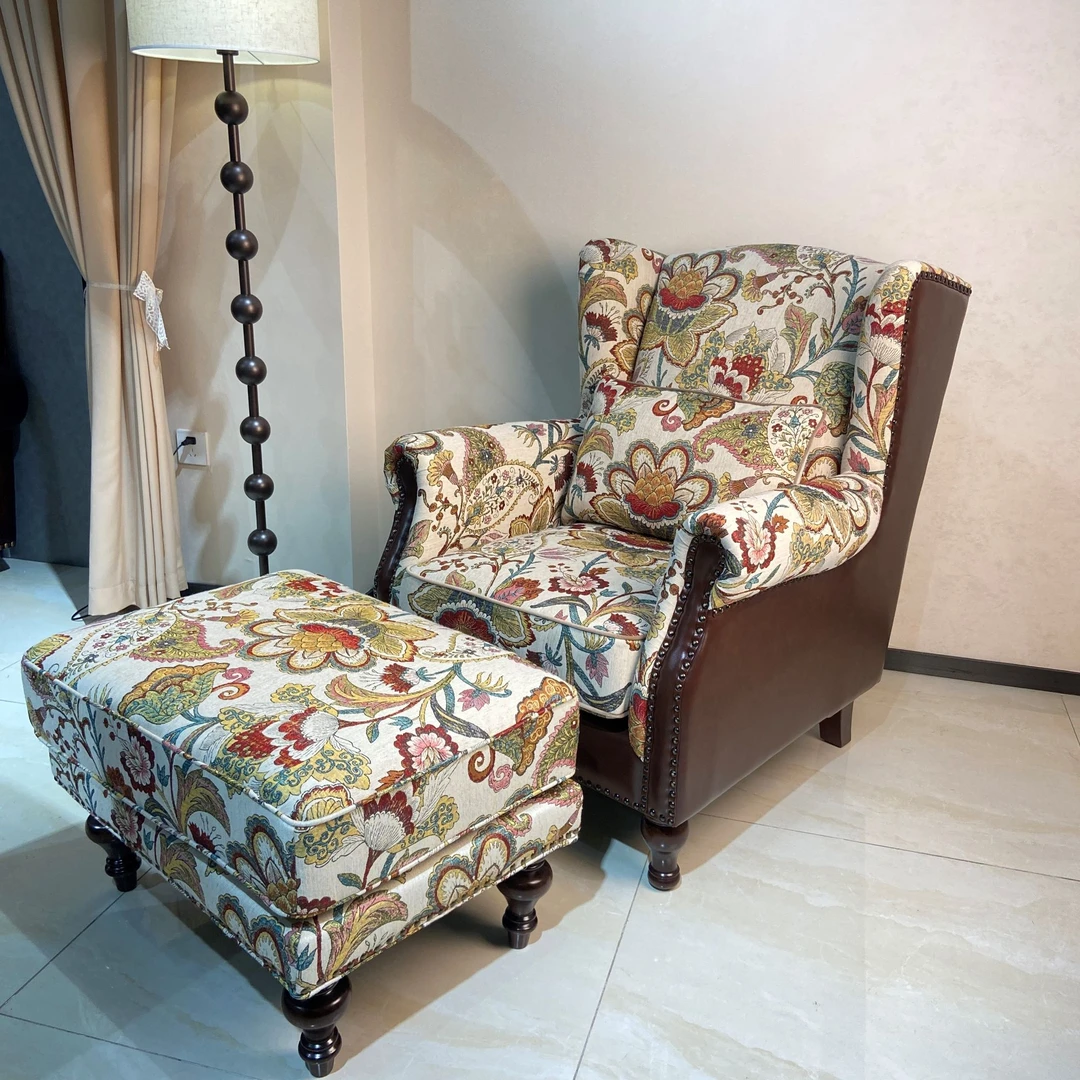 品牌家具西蒙M13美式风格老虎椅单人沙发头层牛皮材质环保家具