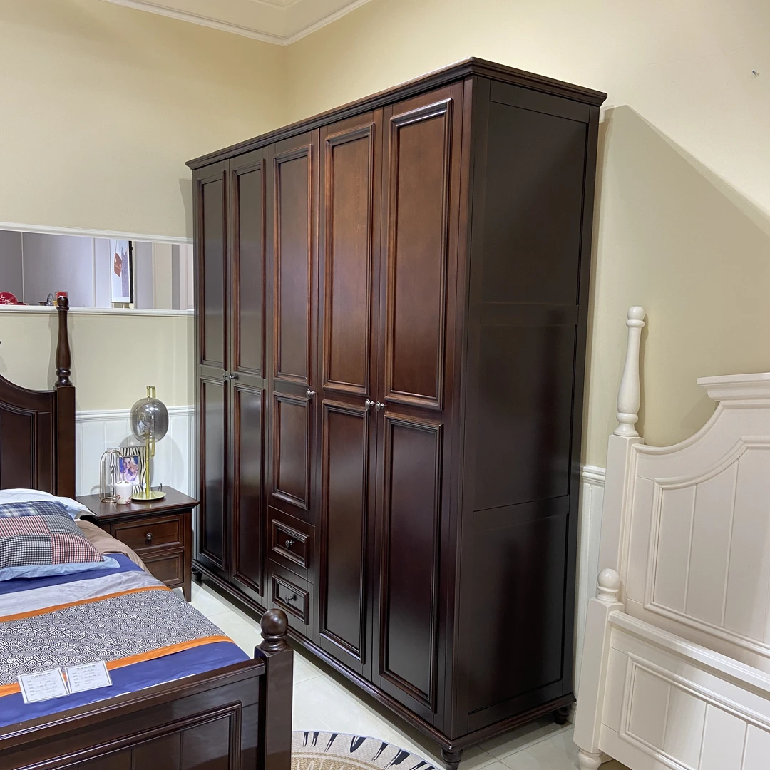 【品牌代工】尚品E1363美式全实木衣柜三门四门五门六门衣柜