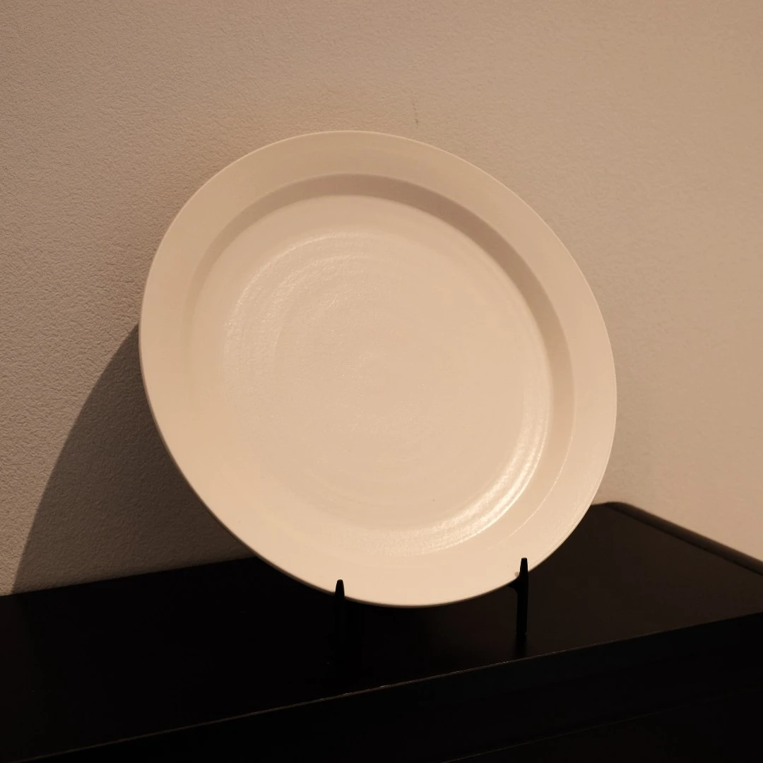 灵源山房 暖白釉 大圆盘茶盘餐盘直径约26cm