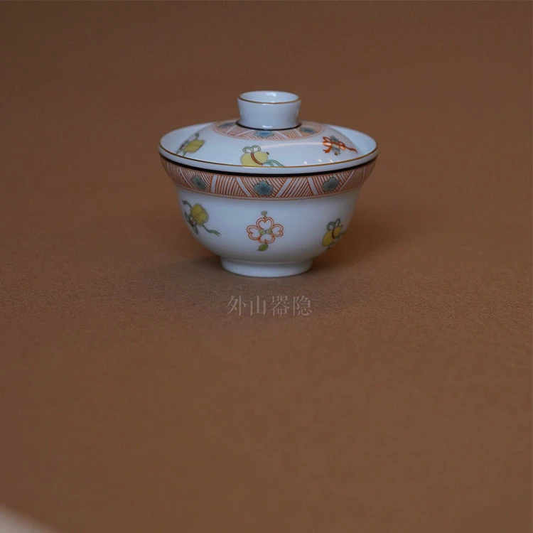 外山器隐-翠梅清供小折边盖碗