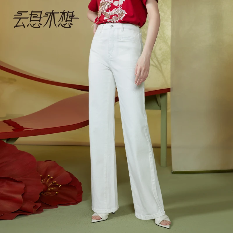 Ysimo-X云思木想原创中国风2024夏新款龙头扣直筒百搭牛仔裤11724