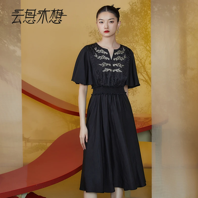 【丹丹仙专属】Ysimo-X云思木想2024夏季绣花荷叶袖打揽连衣裙11636