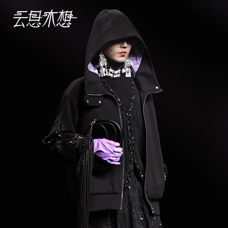 Ysimo-X云思木想 锐目雄鹰外套 百搭小众设计感绣花连帽外套12255