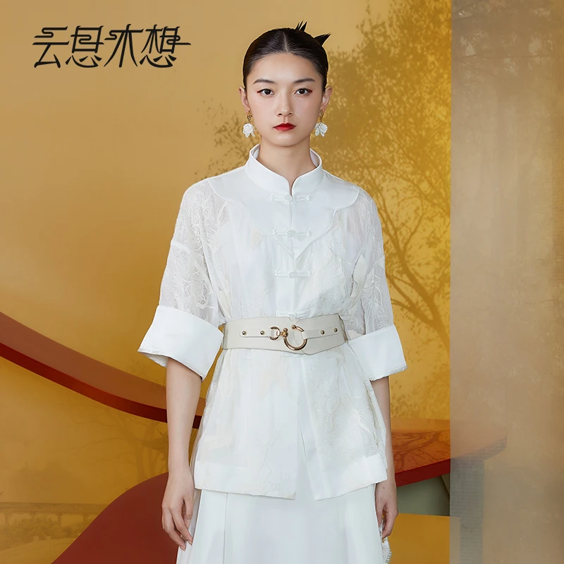 Ysimo-X云思木想新中式2024夏季新盘扣拼接立领中式外套11471
