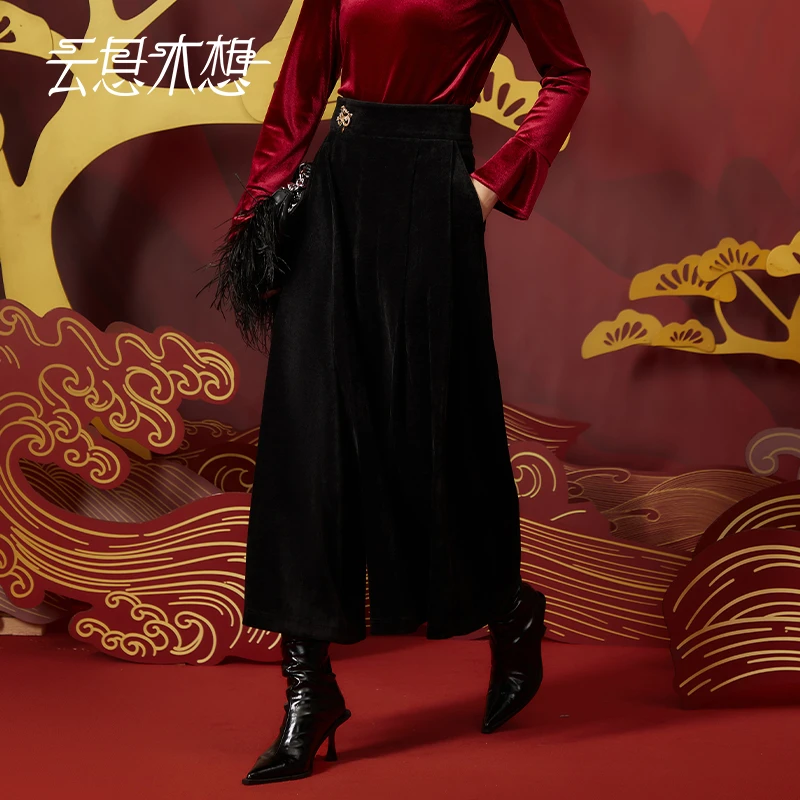 Ysimo-X云思木想 金龙飞舞 可拆浅金色龙后腰橡筋裙裤休闲裤12583