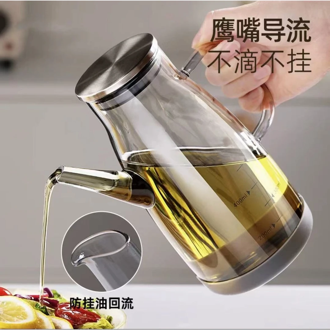 厨房用油壶不挂油酱油醋调料瓶家用大容量玻璃香油储油壶装油容器